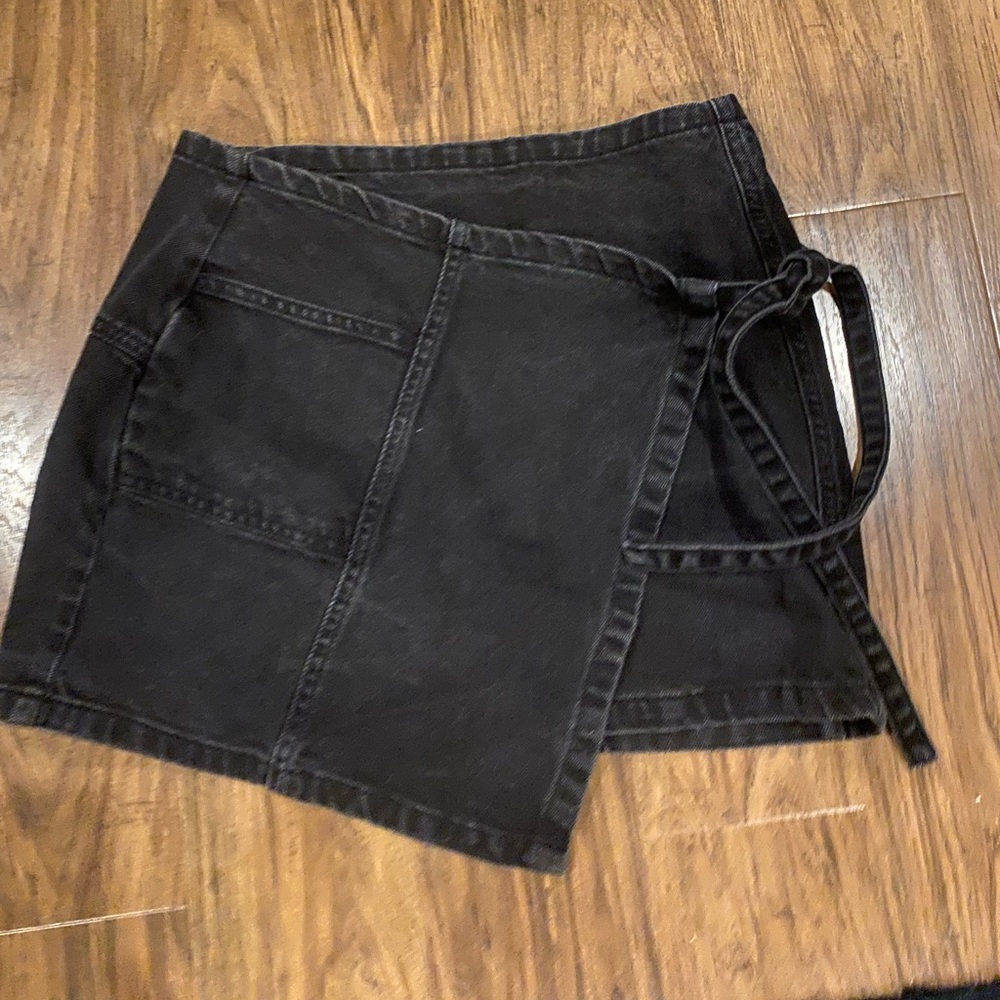 Black denim skirt